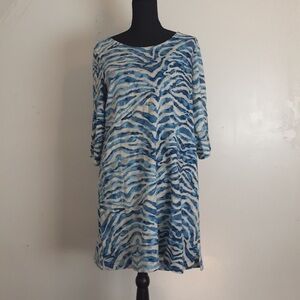 Blue and White Zebra Print Dress